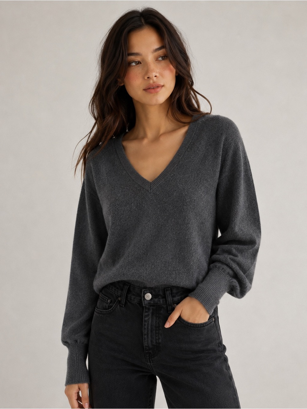 Spartina 449 Charcoal V-Neck Sweater
